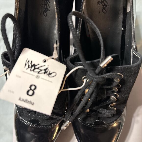 Mossimo Juniors Shiny Black lace-ups Kadisha, NWT, 2009 Y2K Size 8 - Picture 8 of 8